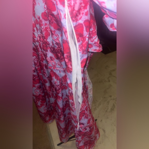 Large all over print tie front A-line dress from SHEIN. Purple/pink - Picture 3 of 6